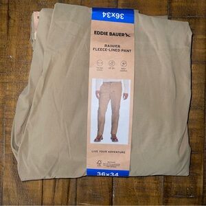 Eddie Bauer Men's Khaki Rainier Fleece-Lined Pants